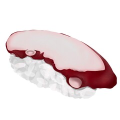 Tako Nigiri on a white background