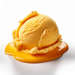 Slightly Melting Mango Ice Cream Scoop with Creamy Texture