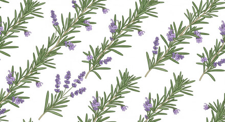 Minimal Herbal Pattern with Rosemary Sprigs