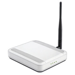 Single white wireless smart meter communication antenna device with network connectivity isolated on transparent background