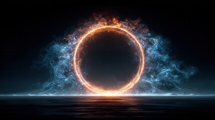 Glowing circular portal with swirling blue energy