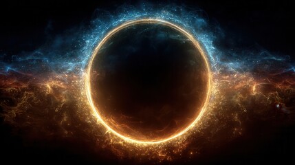 Glowing circular portal with swirling blue energy
