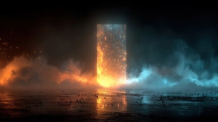 Glowing circular portal with swirling blue energy