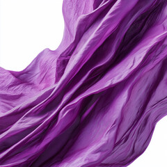 Fototapeta premium Flowing wrinkled purple fabric textured glossy on white background