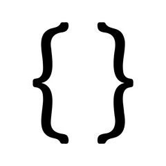 Isolated Black Curly Braces on a White Background, Symbol of Code and Data