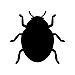 Silhouette Illustration of a Six Legged Insect or Bug on White Background