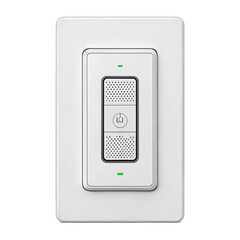 Modern white single voice controlled smart light switch for home automation technology isolated on transparent background