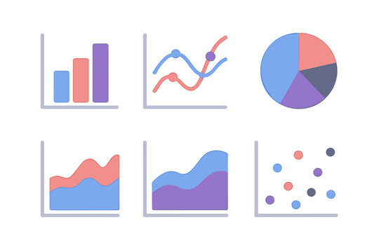 Modern data visualization charts and graphs for business, finance, and marketing analytics presentations and reports
