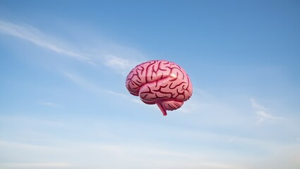 Brain Balloon Ascending in a Blue Sky