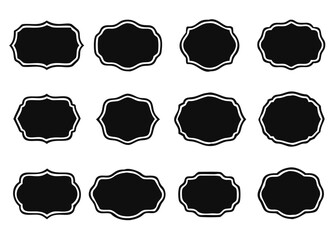 Set of blank vintage labels and frames, vector Illustration