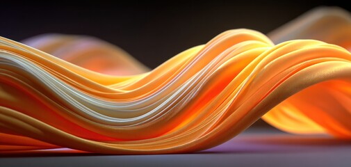 Abstract Swirls of Orange and White Color in a Fluid and Dynamic Composition
