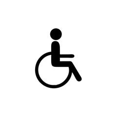 Handicapped patient icon vector, wheelchair icon on white background