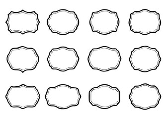 Set of blank vintage labels and frames, vector Illustration