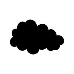 Stylized fluffy cloud shape in solid black against a bright white background