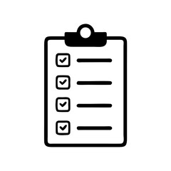 Checklist icon flat style, isolated on white background, Clipboard icon vector. Note icon illustration