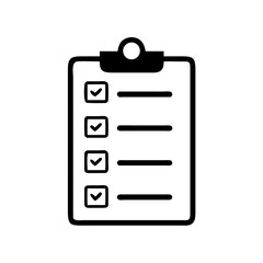 Checklist icon flat style, isolated on white background, Clipboard icon vector. Note icon illustration