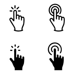 Touch vector icons set. Hand Cursor symbol. black Illustration isolated for graphic and web design