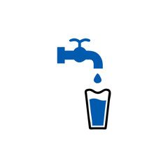 tap water glass icon. Flat Water glass, drink symbol vector illustration