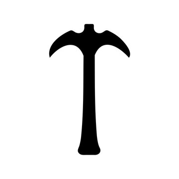 Silhouette of a medieval bardiche with sharp blades on a white background