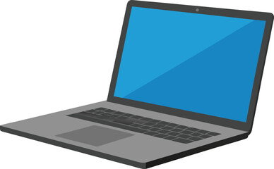 Slim ultrabook laptop mockup angled view scalable vector illustration for digital projects