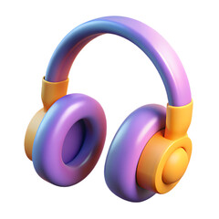 3d icon of 3d cartoon headphones isolated on transparent background