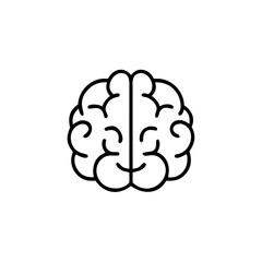 Human brain vector icon illustration, brain symbol in line style isolated on white background,