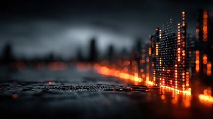 Abstract digital city with glowing lights representing technology and data