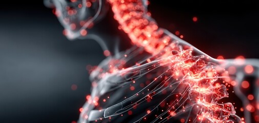 Anatomical illustration of the human spine and nervous system, healthcare and science