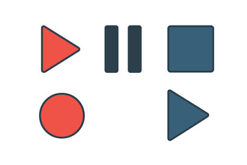 Set of essential media player control buttons including play, pause, stop, record, and forward symbols for interface design