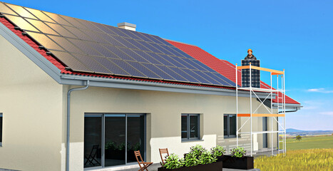 Solar power panels on the roof