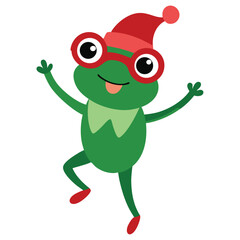 A cheerful green cartoon frog character illustration with a big smile.  charismas frog cartoon character.