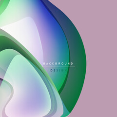 Abstract flowing shapes, vibrant colors. Gradient blends create dynamic visual effect. Background design elements present smooth transitions.