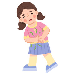 Illustration of Girl with Stomach Ache