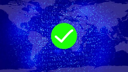 Digital world map with binary code overlay and login screen interface for username and password entry - Powered by Adobe