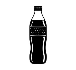 a black and white silhouette of a bottle of sodabeverage, black, bottle, coke, drink, icon, illustration, liquid, plastic, profile, soda, water 