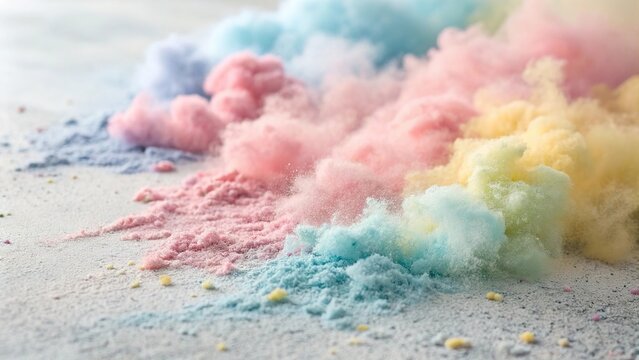 Pastel chalk dust creates a colorful, soft display on a smooth surface in an artistic setting during daylight