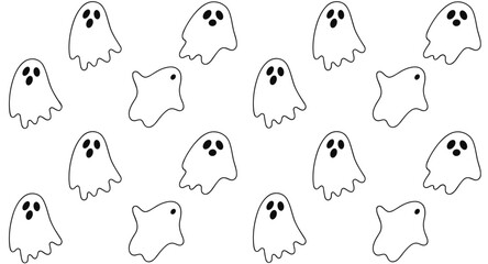 Fototapeta premium Halloween-themed seamless pattern of simple cartoon ghosts 