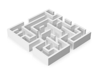 3d white maze complex pathfinding challenge