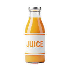 Refreshing orange juice beverage in a clear glass bottle with a simple label