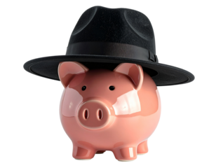  Cute Piggy Bank Celebrating Black Friday PNG Transparent Background