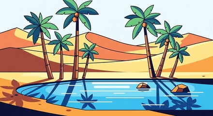 Obraz premium Desert Oasis Scene. (11)