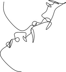 Linear portrait of a man and a woman. A man and a woman kissing. Avatar, tattoo, logo.