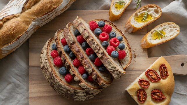 Fresh Bread and Berries with Olive Oil Bruschetta