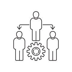 Coordinating people concept line icon. Simple element illustration. Coordinating people concept outline symbol design.