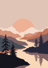 mountain landscape with lake