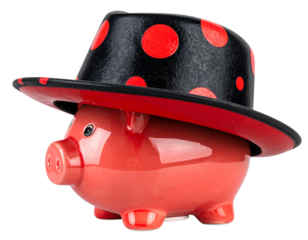  Piggy Bank with Black Friday Hat PNG Transparent Background