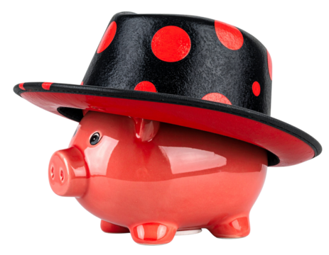  Piggy Bank with Black Friday Hat PNG Transparent Background
