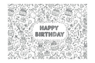 Colorful birthday celebration design festive atmosphere graphic joyful environment playful viewpoint. Vector illustration