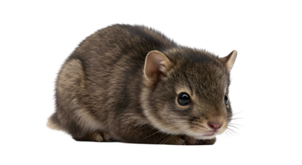 Brown mouse poses with fur texture. Wildlife photography, educational use.