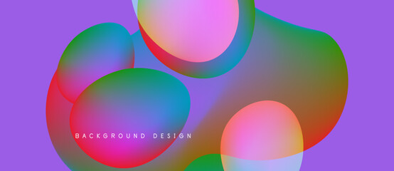 Abstract colorful overlapping circles create vibrant design. Purple backdrop enhances visual impact, modern aesthetic.